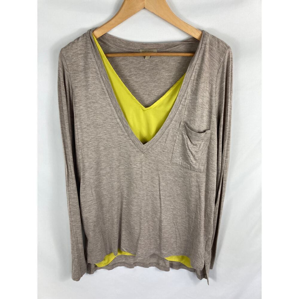 Bordeaux Tan Yellow Layered Long Sleeve Size Medium